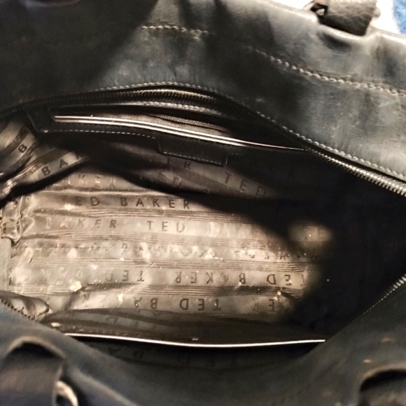 Ted Baker Hanaee Double Zipper  Black Leather Handbag - Picture 9 of 16